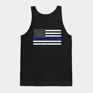 I Walk This Line Thin Blue Line American Flag Tank Top